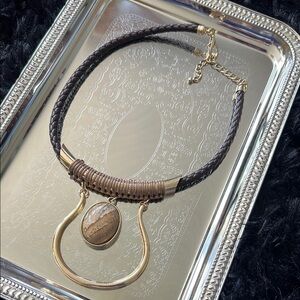 Elegant Gold and Brown Statement Necklace